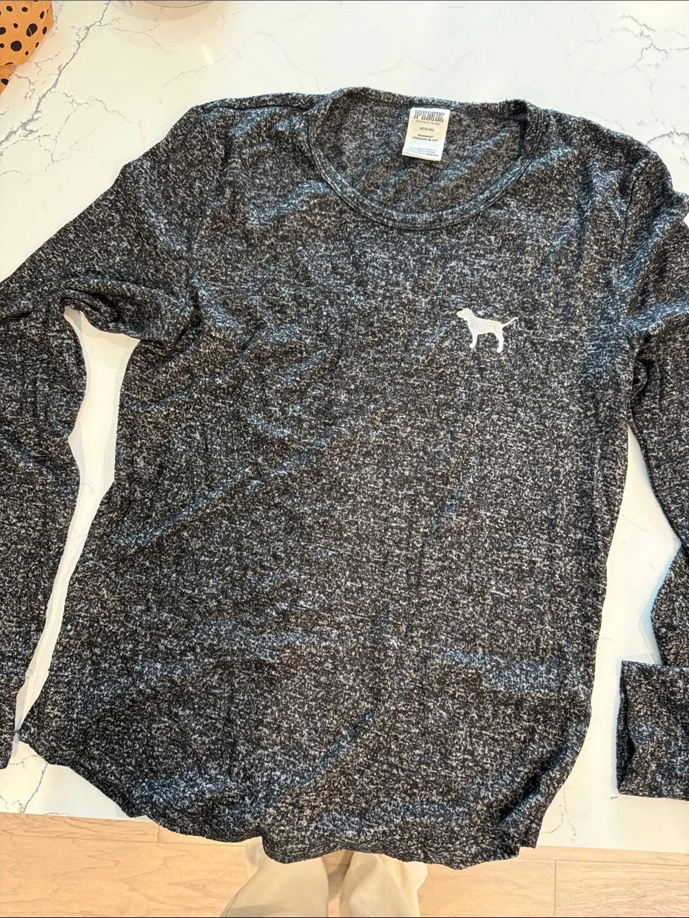 PINK Victoria's Secret Charcoal Marled Long Sleeve Pajama Set